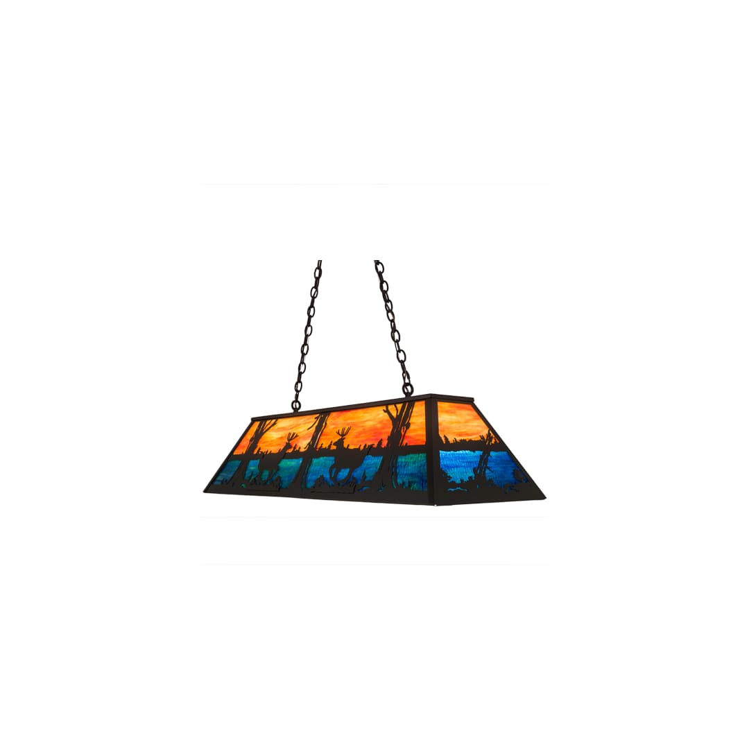 Deer at Lake 6 Light 17" Wide Linear Pendant
