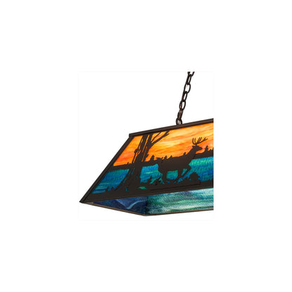 Deer at Lake 6 Light 17" Wide Linear Pendant