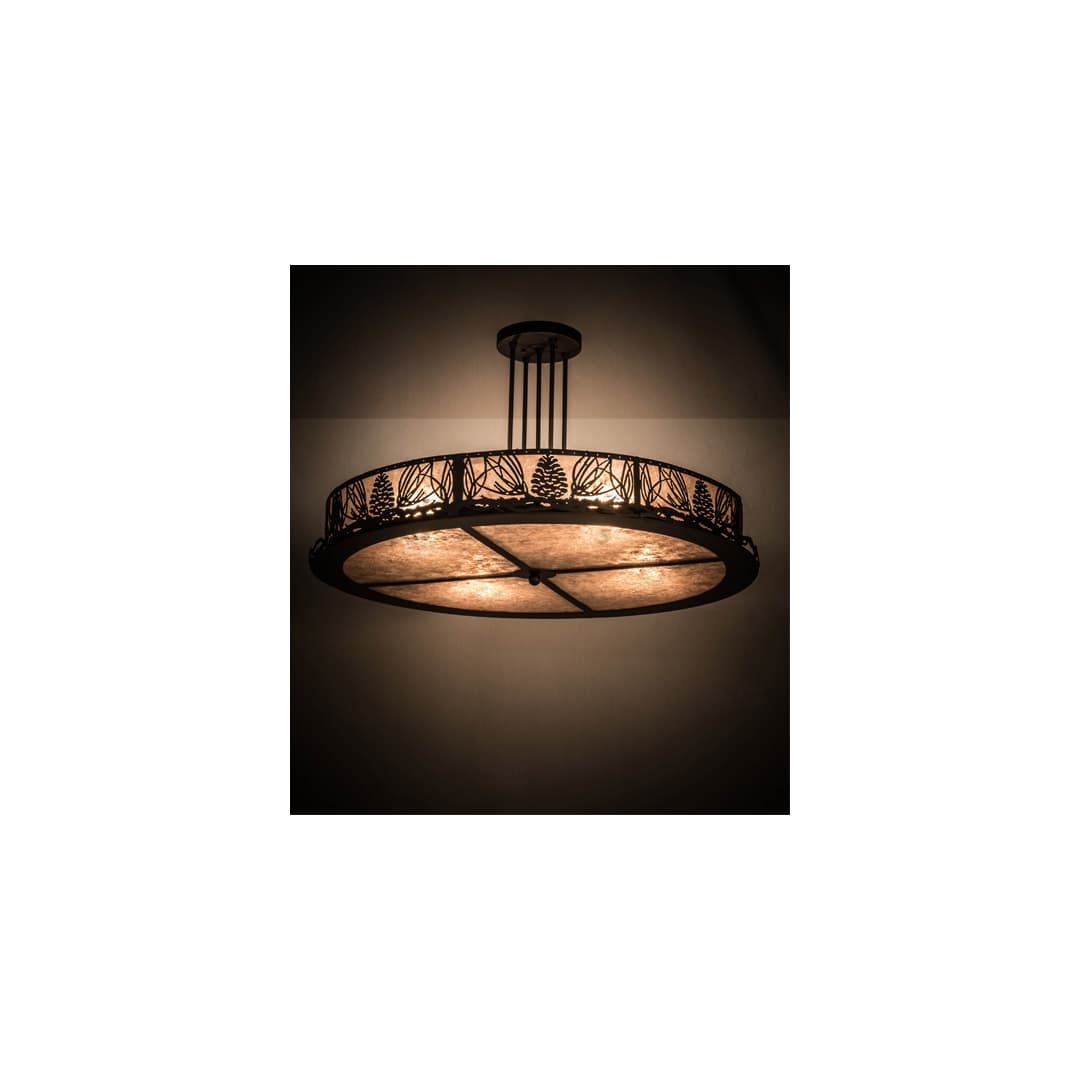 Mountain Pine 4 Light 36" Wide Semi-Flush Drum Ceiling Fixture - Oil Rubbed Bronze Finish