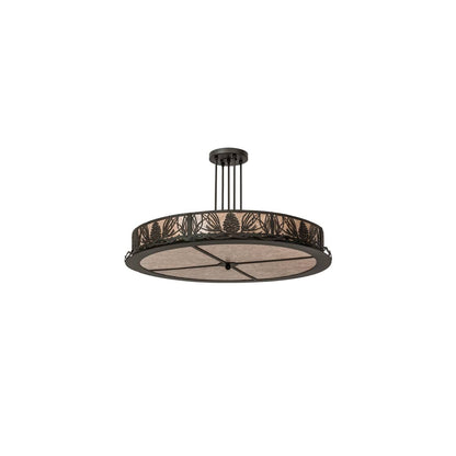 Mountain Pine 4 Light 36" Wide Semi-Flush Drum Ceiling Fixture - Oil Rubbed Bronze Finish