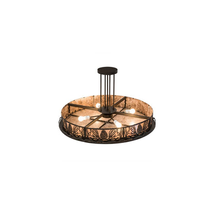 Mountain Pine 4 Light 36" Wide Semi-Flush Drum Ceiling Fixture - Oil Rubbed Bronze Finish