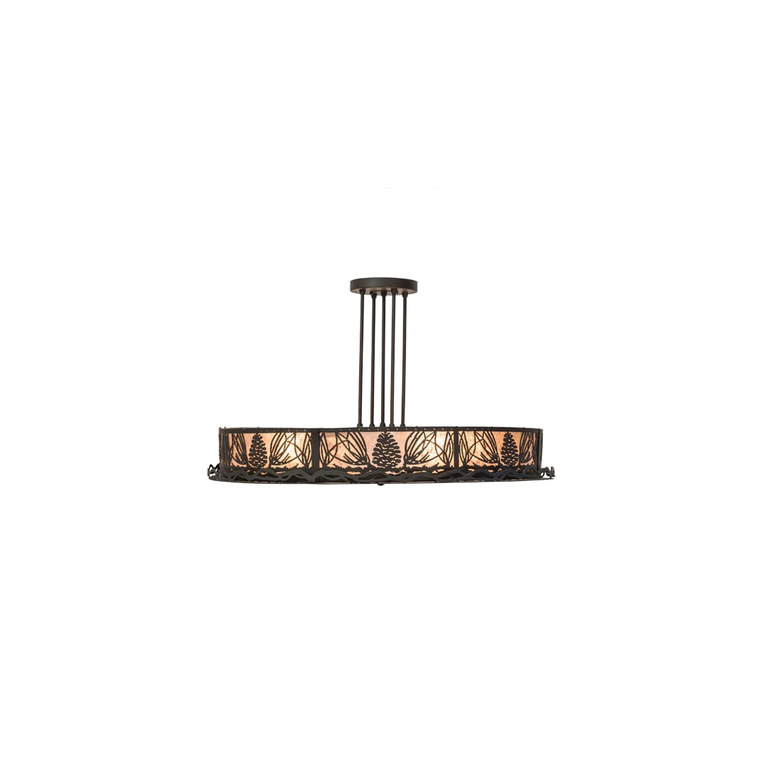 Mountain Pine 4 Light 36" Wide Semi-Flush Drum Ceiling Fixture - Oil Rubbed Bronze Finish