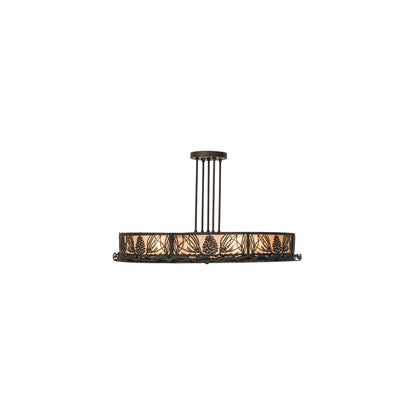 Mountain Pine 4 Light 36" Wide Semi-Flush Drum Ceiling Fixture - Oil Rubbed Bronze Finish