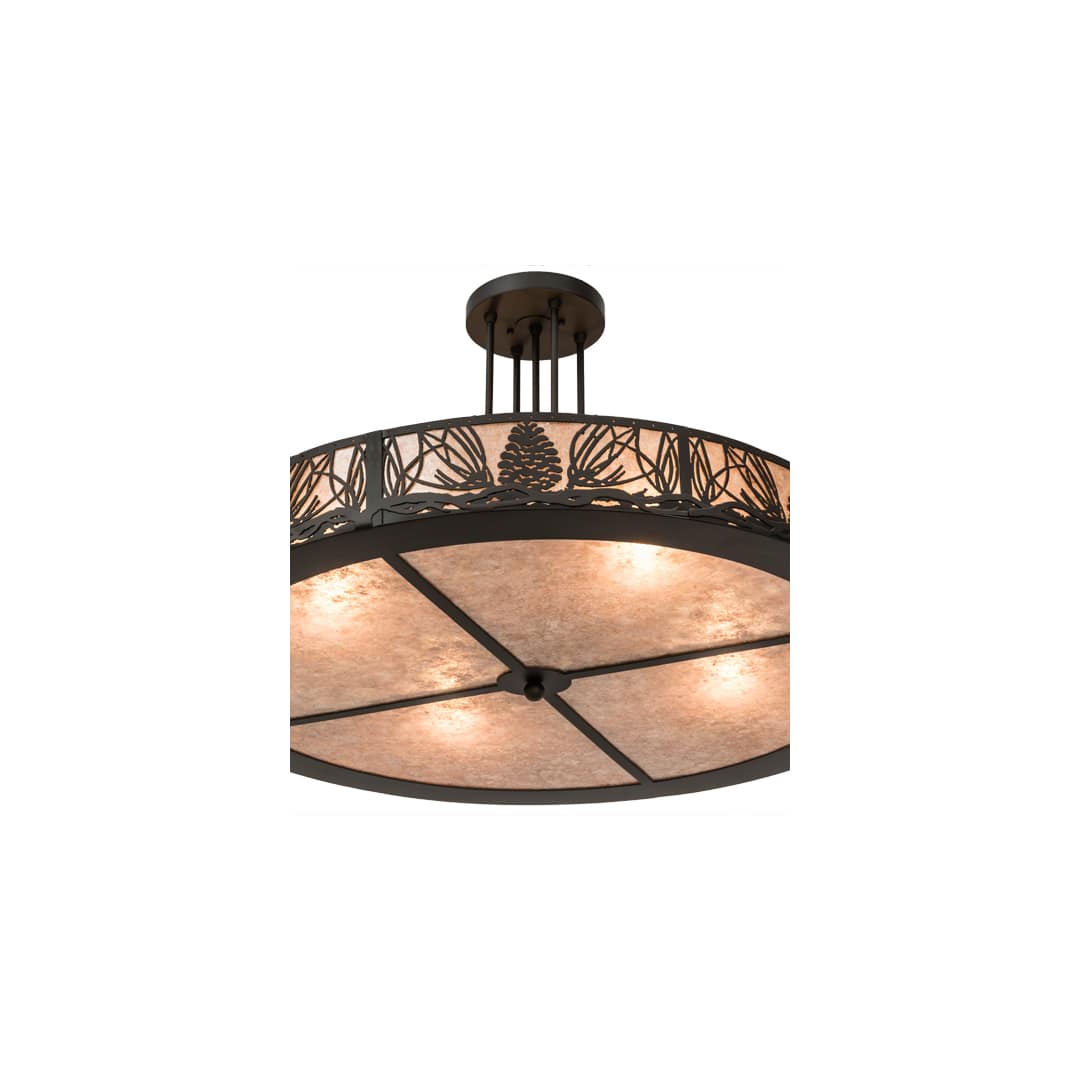 Mountain Pine 4 Light 36" Wide Semi-Flush Drum Ceiling Fixture - Oil Rubbed Bronze Finish