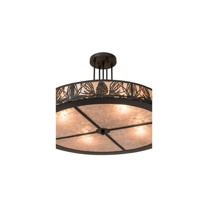 Mountain Pine 4 Light 36" Wide Semi-Flush Drum Ceiling Fixture - Oil Rubbed Bronze Finish