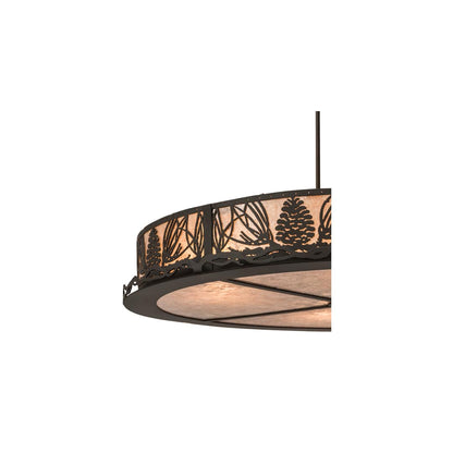 Mountain Pine 4 Light 36" Wide Semi-Flush Drum Ceiling Fixture - Oil Rubbed Bronze Finish
