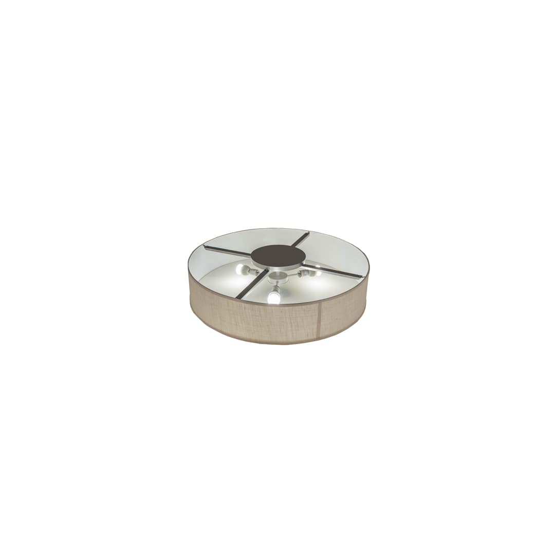 Cilindro 3 Light 36" Wide Semi-Flush Drum Ceiling Fixture with Off-White Shade - Nickel Finish
