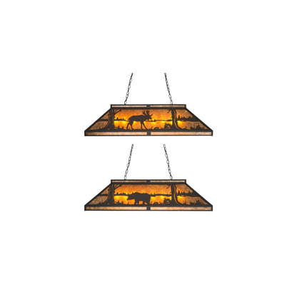 Moose and Black Bear 9 Light 18" Wide Linear Pendant