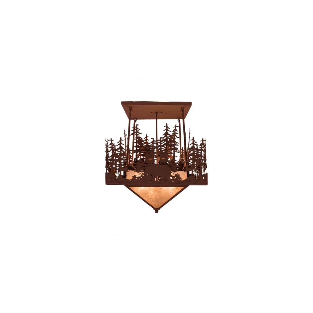 Wildlife at Pine Lake 4 Light 33" Wide Semi-Flush Ceiling Fixture