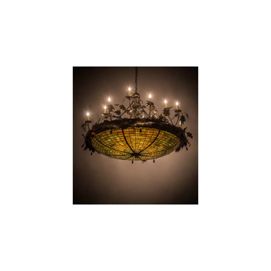 Greenbriar Oak 12 Light 55" Wide Taper Candle Pendant