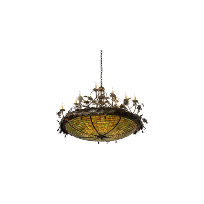 Greenbriar Oak 12 Light 55" Wide Taper Candle Pendant