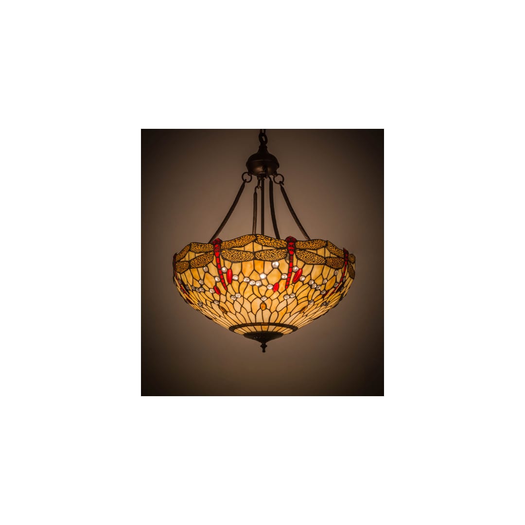 Tiffany Hanginghead Dragonfly 4 Light 22" Wide Pendant
