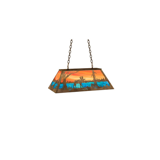 Moose at Lake 6 Light 17" Wide Linear Pendant