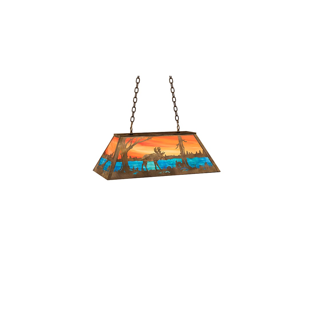Moose at Lake 6 Light 17" Wide Linear Pendant