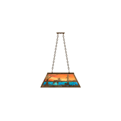 Moose at Lake 6 Light 17" Wide Linear Pendant