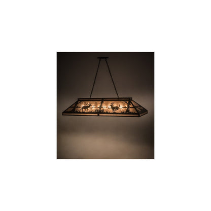 Elk and Deer at Lake 9 Light 18" Wide Linear Pendant