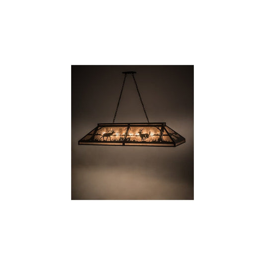Elk and Deer at Lake 9 Light 18" Wide Linear Pendant