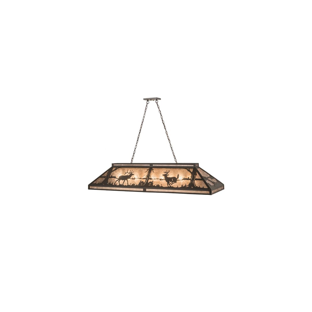 Elk and Deer at Lake 9 Light 18" Wide Linear Pendant