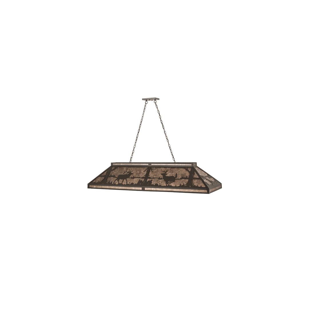 Elk and Deer at Lake 9 Light 18" Wide Linear Pendant