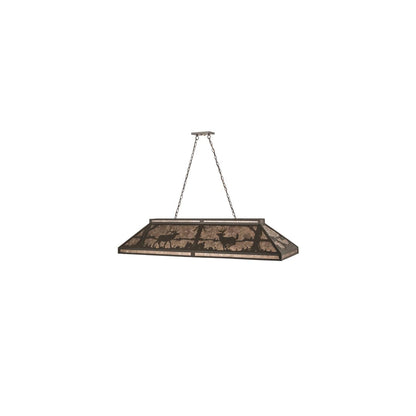 Elk and Deer at Lake 9 Light 18" Wide Linear Pendant