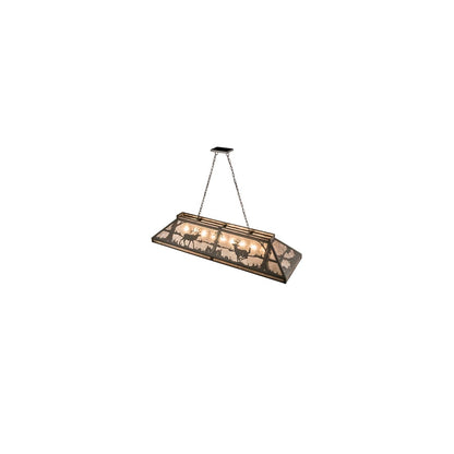 Elk and Deer at Lake 9 Light 18" Wide Linear Pendant