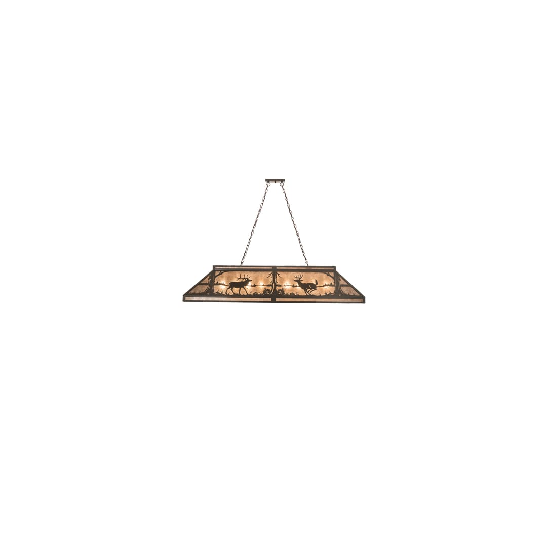 Elk and Deer at Lake 9 Light 18" Wide Linear Pendant