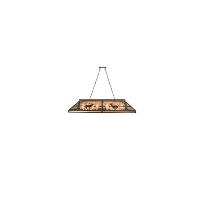 Elk and Deer at Lake 9 Light 18" Wide Linear Pendant