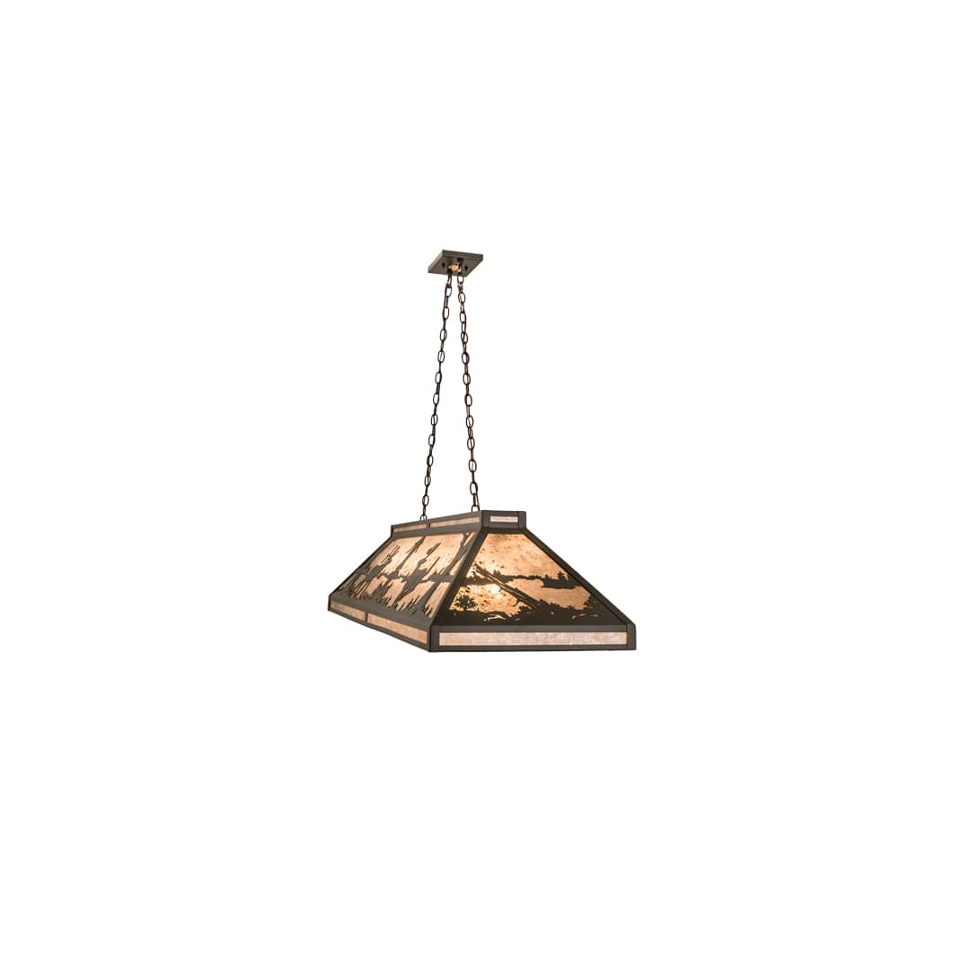 Elk and Deer at Lake 9 Light 18" Wide Linear Pendant