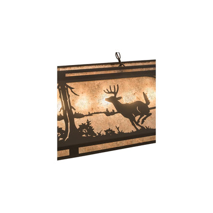 Elk and Deer at Lake 9 Light 18" Wide Linear Pendant