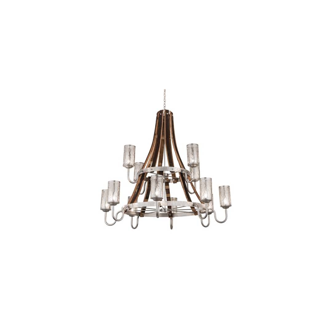 Barrel Stave Winter Maple 12 Light 60" Wide Chandelier