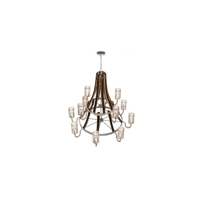 Barrel Stave Winter Maple 12 Light 60" Wide Chandelier
