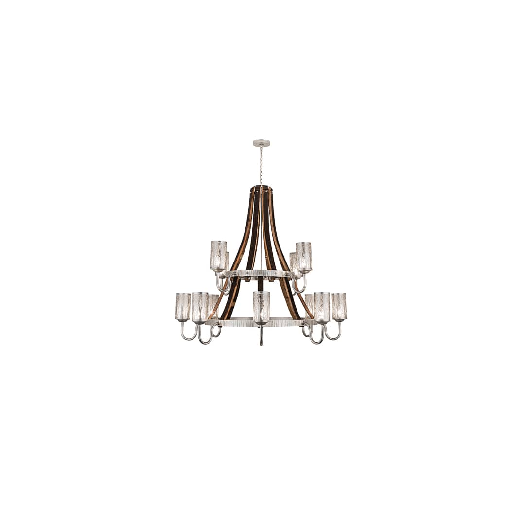 Barrel Stave Winter Maple 12 Light 60" Wide Chandelier