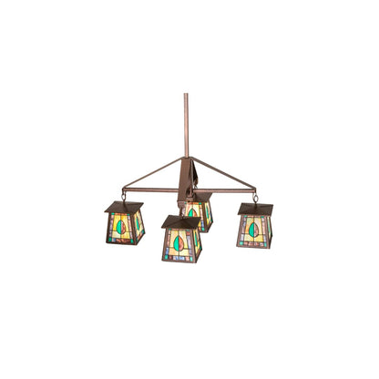 Long Mackintosh Leaf 4 Light 24" Wide Chandelier