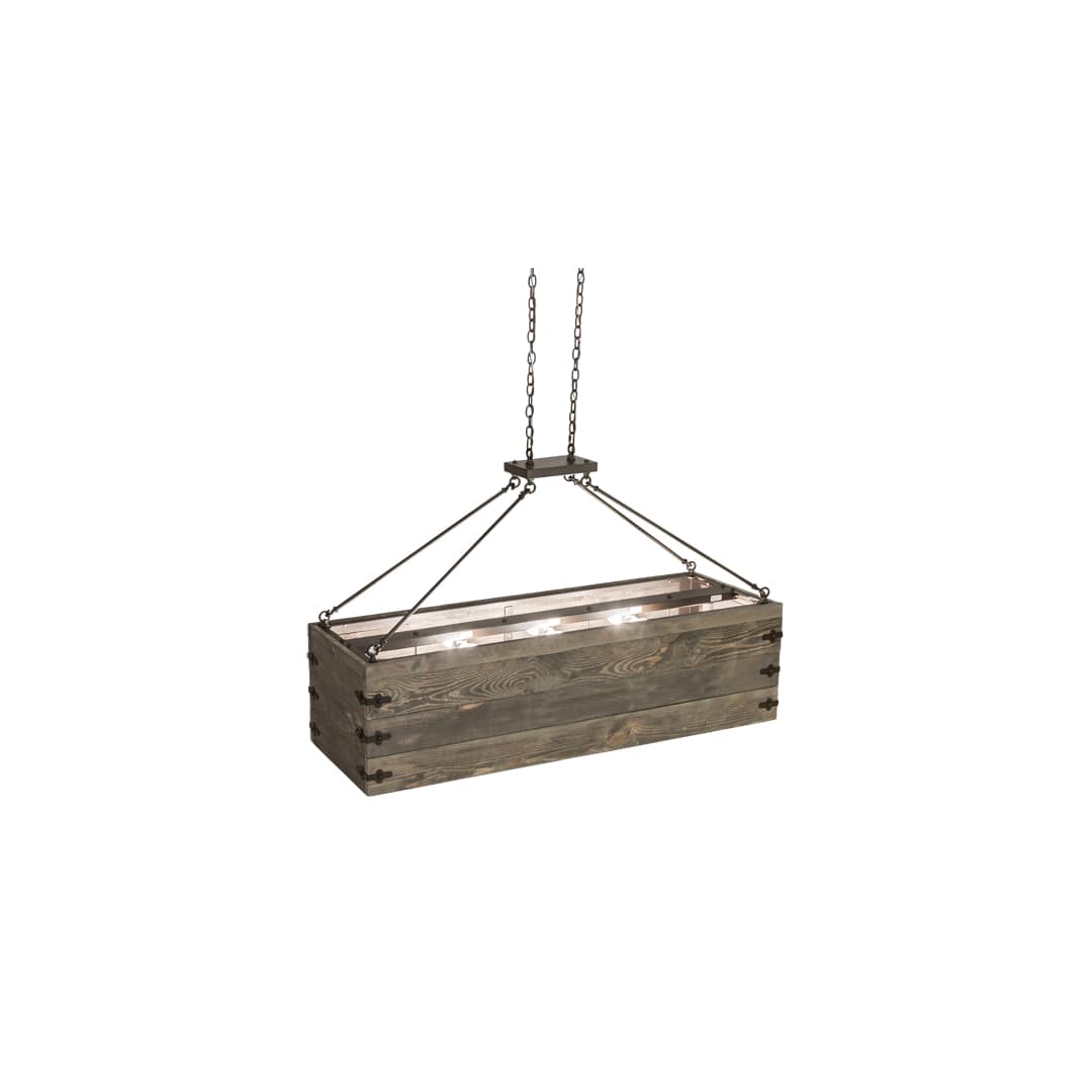 8 Light 61" Wide Wood Linear Pendant