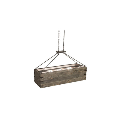 8 Light 61" Wide Wood Linear Pendant