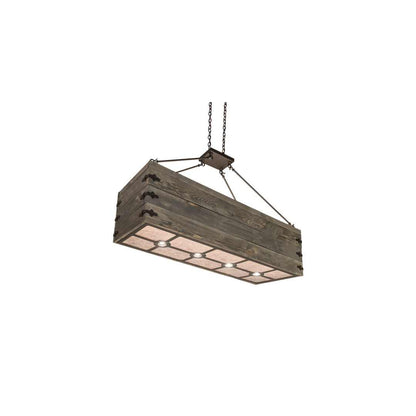 8 Light 61" Wide Wood Linear Pendant