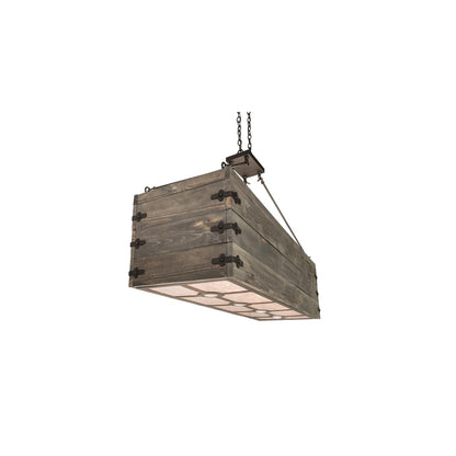 8 Light 61" Wide Wood Linear Pendant