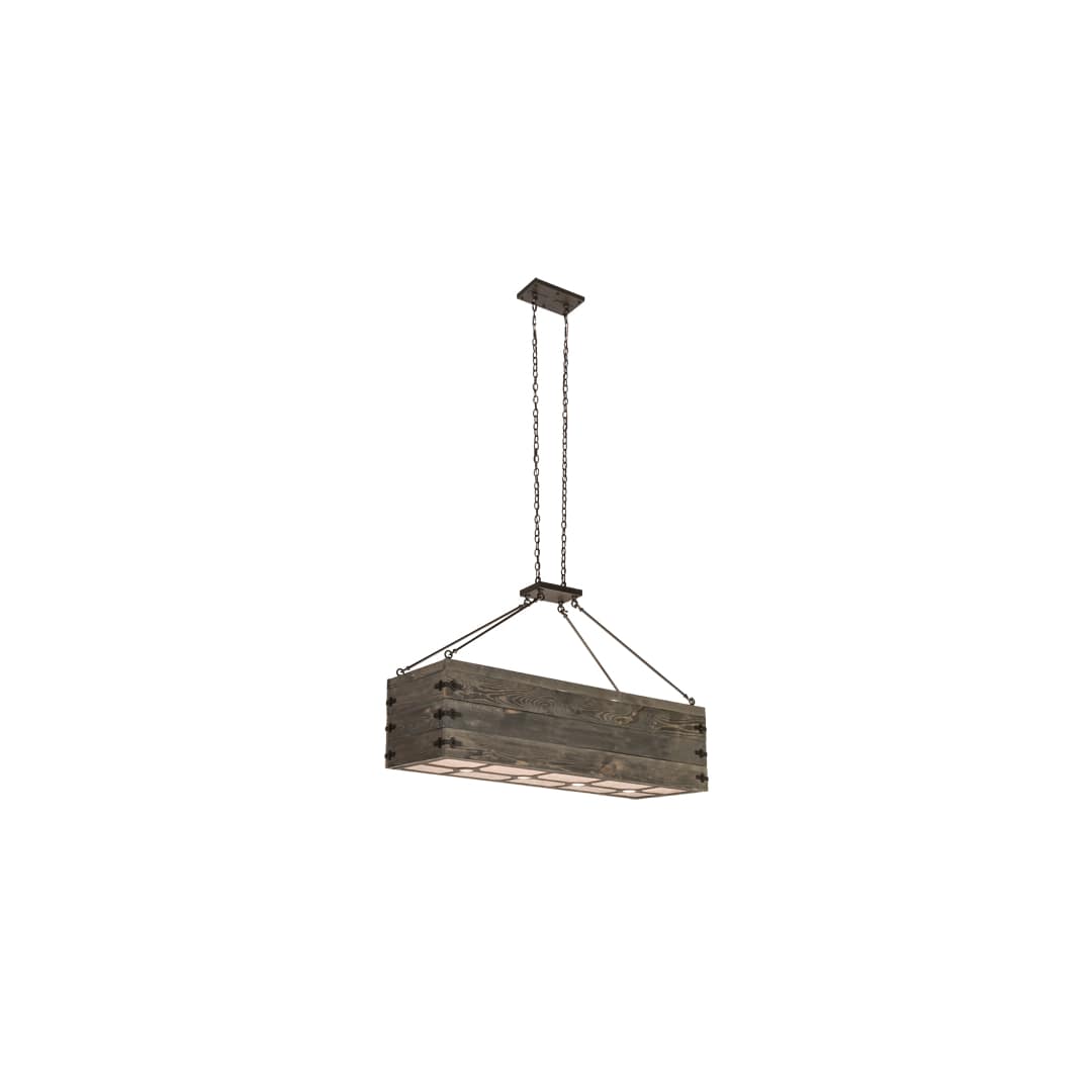 8 Light 61" Wide Wood Linear Pendant