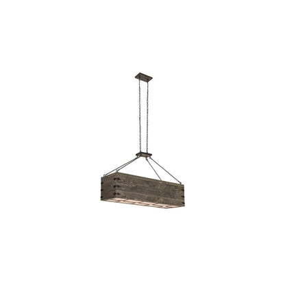8 Light 61" Wide Wood Linear Pendant