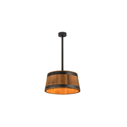 3 Light 25" Wide Wood Pendant