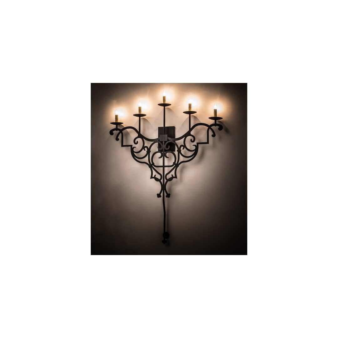 Fleur De Lys 5 Light 45" Tall Wall Sconce with Faux Candles