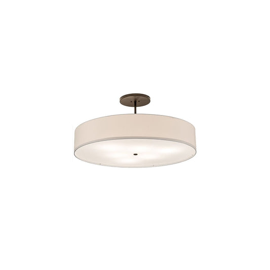 Cilindro 6 Light 42" Wide Semi-Flush Drum Ceiling Fixture with Eggshell Shade - Bronze Finish