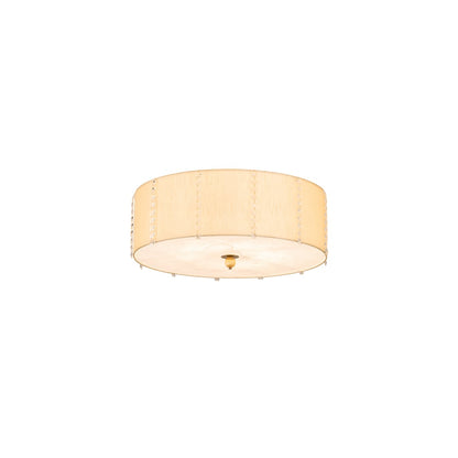 Cilindro Lujoso 8 Light 32" Wide Semi-Flush Drum Ceiling Fixture with Natural Silk Shade - Brass Finish