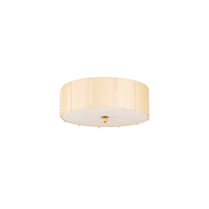 Cilindro Lujoso 8 Light 32" Wide Semi-Flush Drum Ceiling Fixture with Natural Silk Shade - Brass Finish
