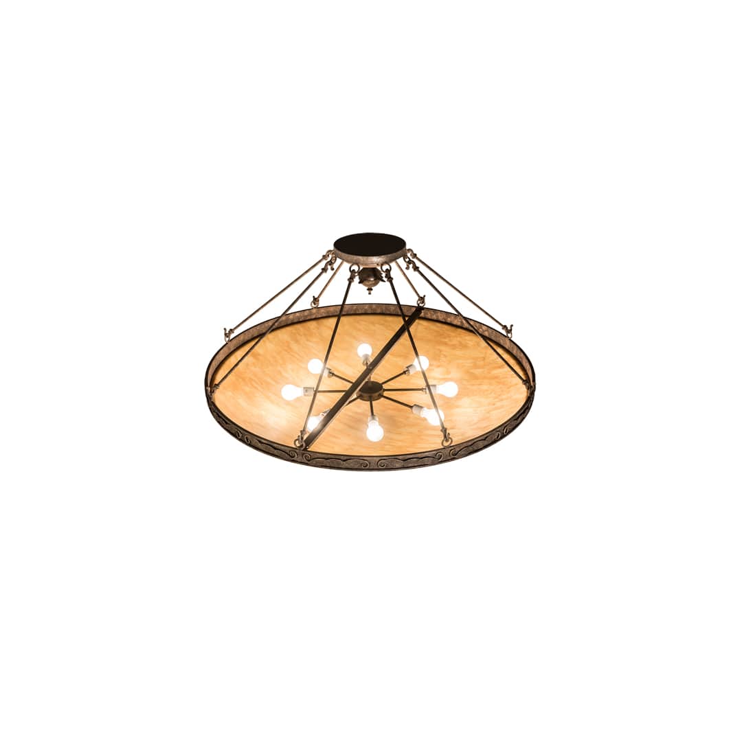 Arabesque 8 Light 48" Wide Semi-Flush Bowl Ceiling Fixture - Baroque Finish