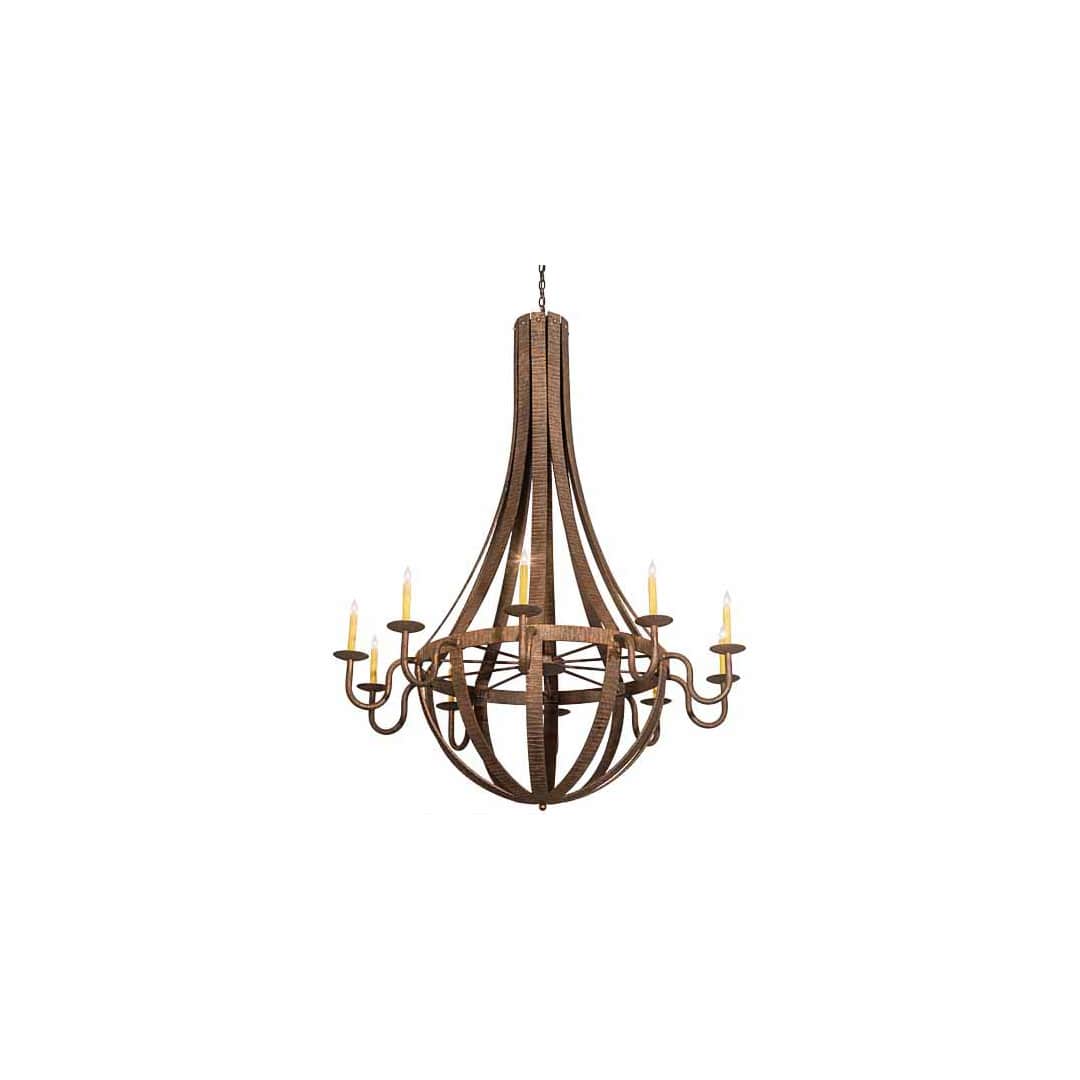 Barrel Stave 10 Light 54" Wide Taper Candle Style Chandelier