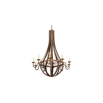 Barrel Stave 10 Light 54" Wide Taper Candle Style Chandelier