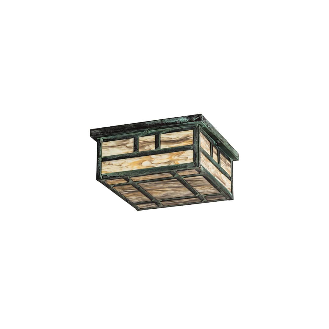Hyde Park Double Bar Mission 4 Light 23" Wide Flush Mount Square Ceiling Fixture - Verdigris Finish