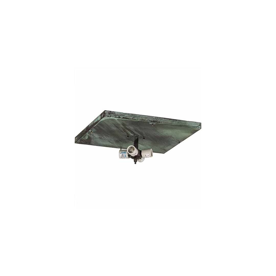 Hyde Park Double Bar Mission 4 Light 23" Wide Flush Mount Square Ceiling Fixture - Verdigris Finish