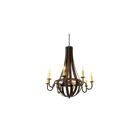 Barrel Stave 8 Light 42" Wide Taper Candle Style Chandelier